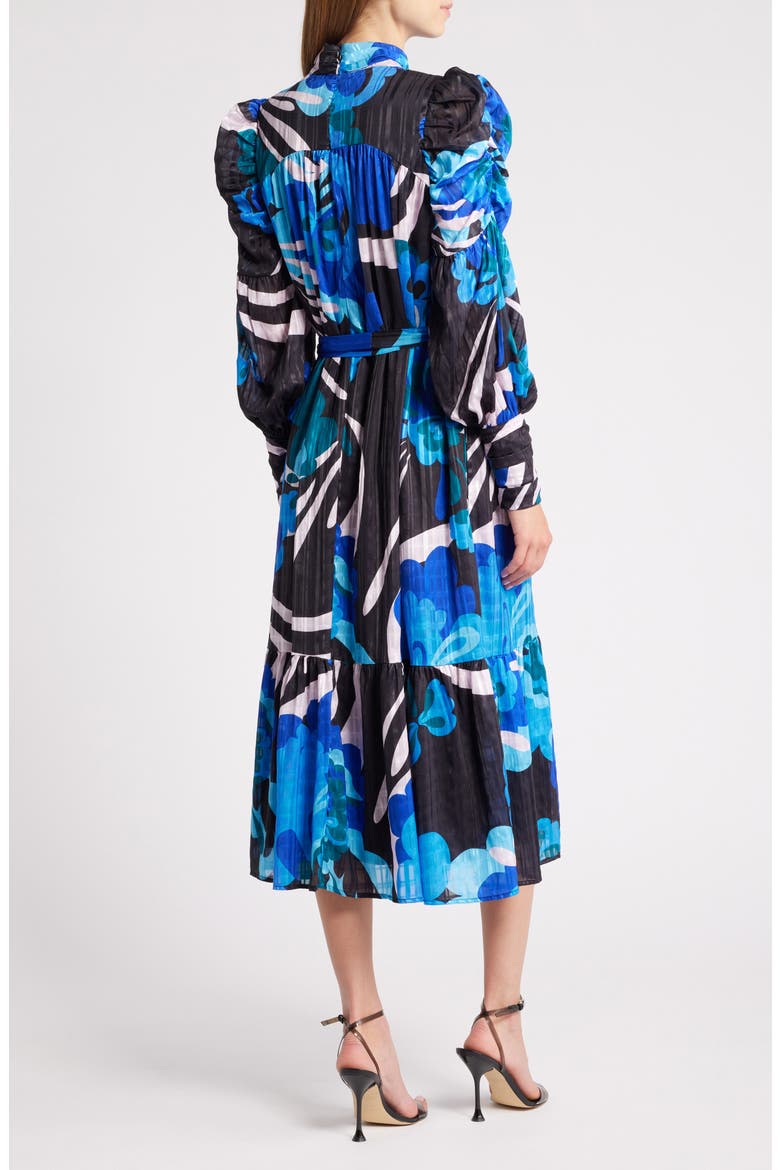 Adele Floral Print Long Sleeve Midi Dress, Alternate, color, BLUE MULTI