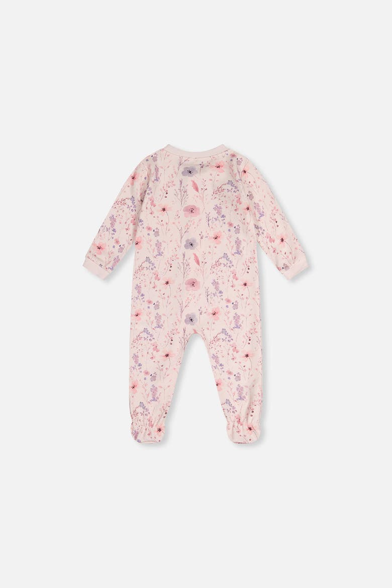 Organic Cotton Floral Front Zipper Footed One Piece Pajama, Alternate, color, Pink Printed Flowers