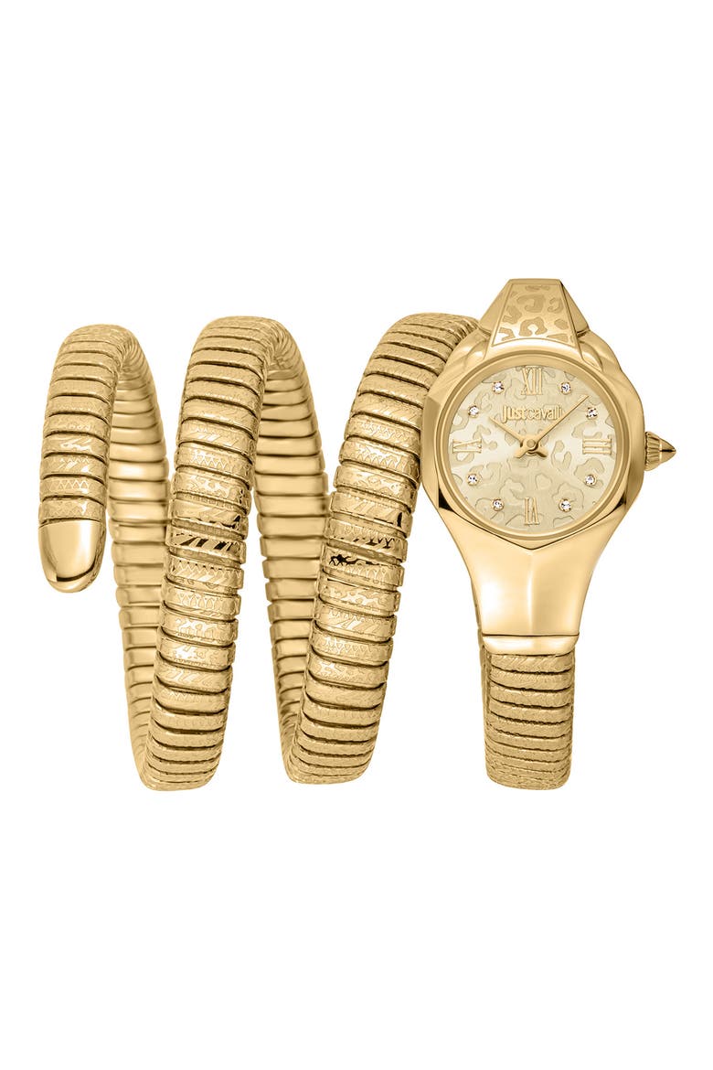 Coiled Snake Bracelet Watch, 22mm x 35mm, Main, color, GOLD
