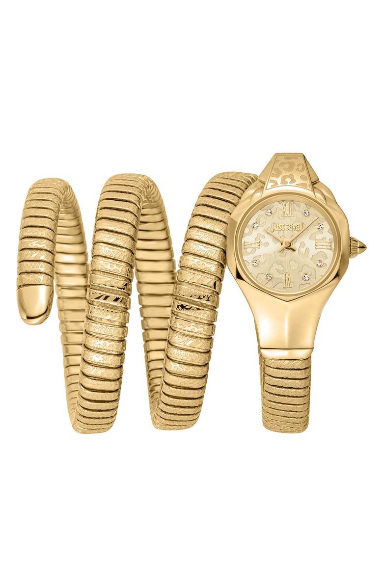 Just Cavalli Coiled Snake Bracelet Watch, 22mm x 35mm, Main, color, Gold