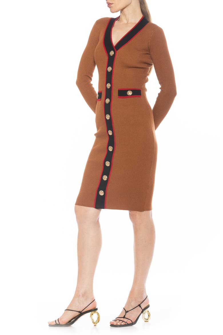 Janet Long Sleeve Ribbed Sweater Dress, Alternate, color, CAMEL