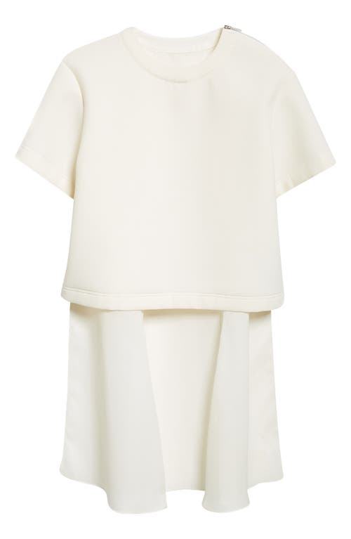 Shop Sacai Short Sleeve High-low Mixed Media Top In Off White