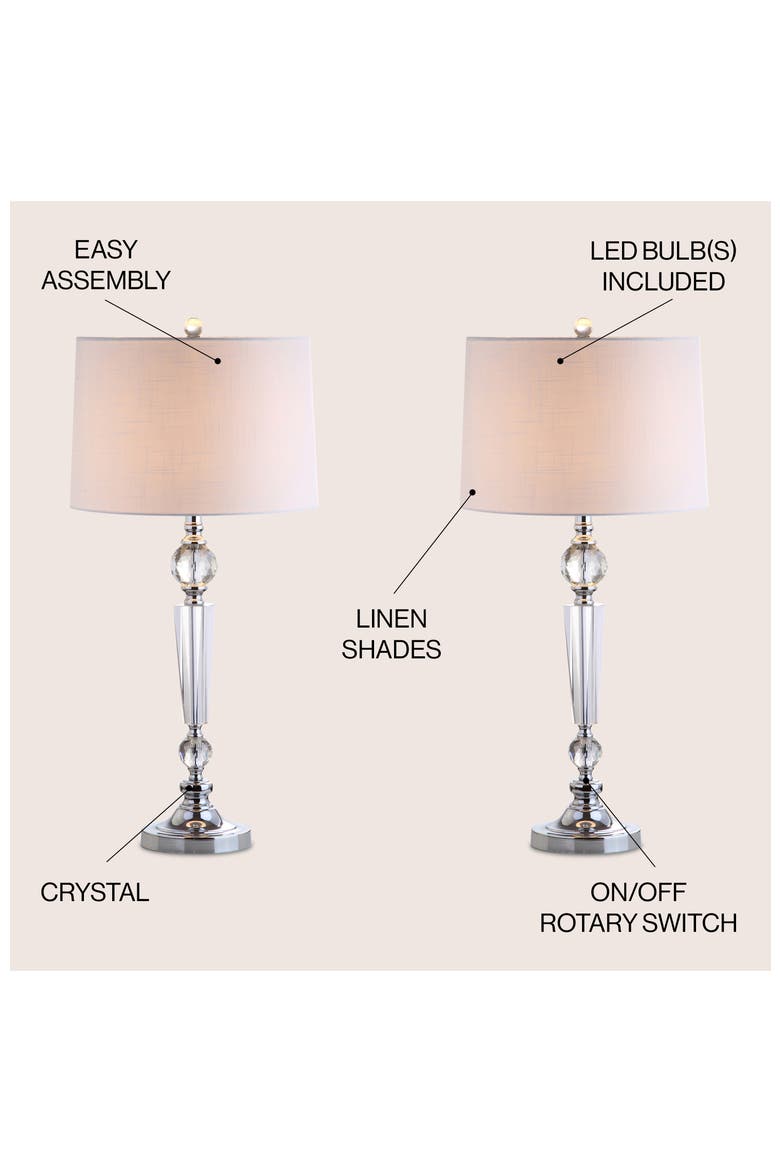 Emma 29.5" Crystal LED Table Lamp, Clear, Alternate, color, Clear