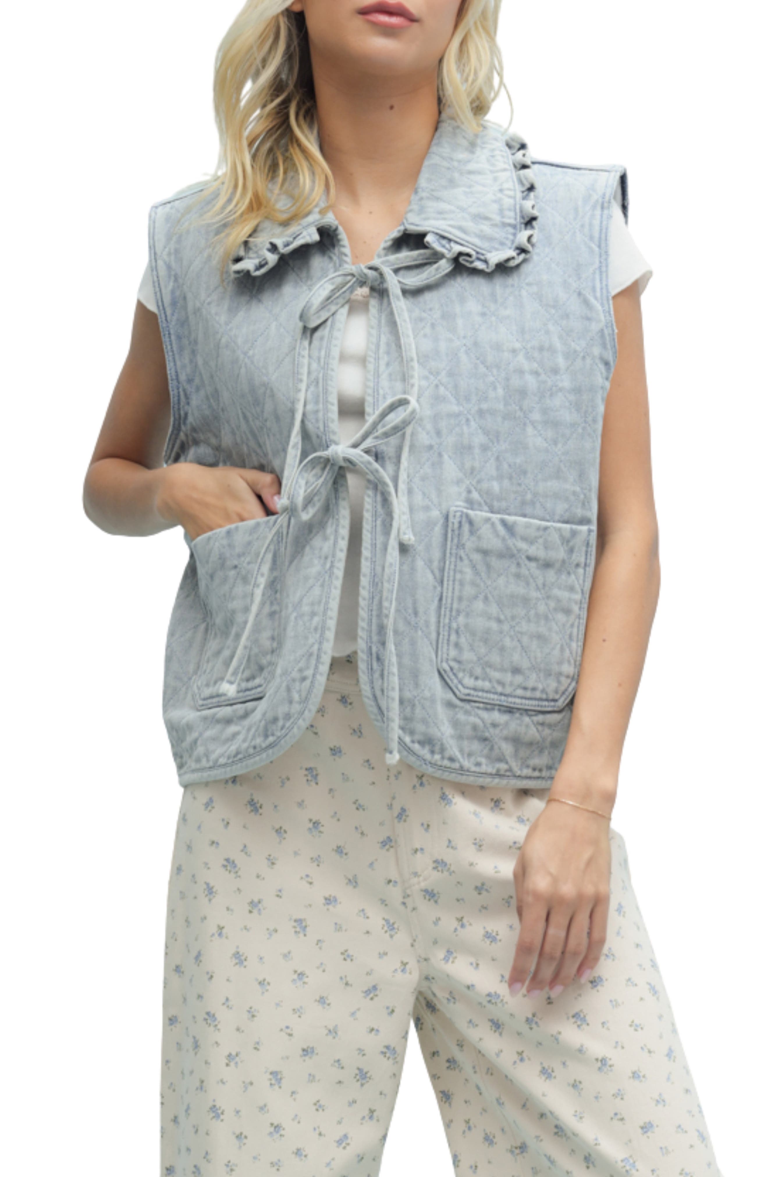 WISHLIST Quilted Denim Vest
