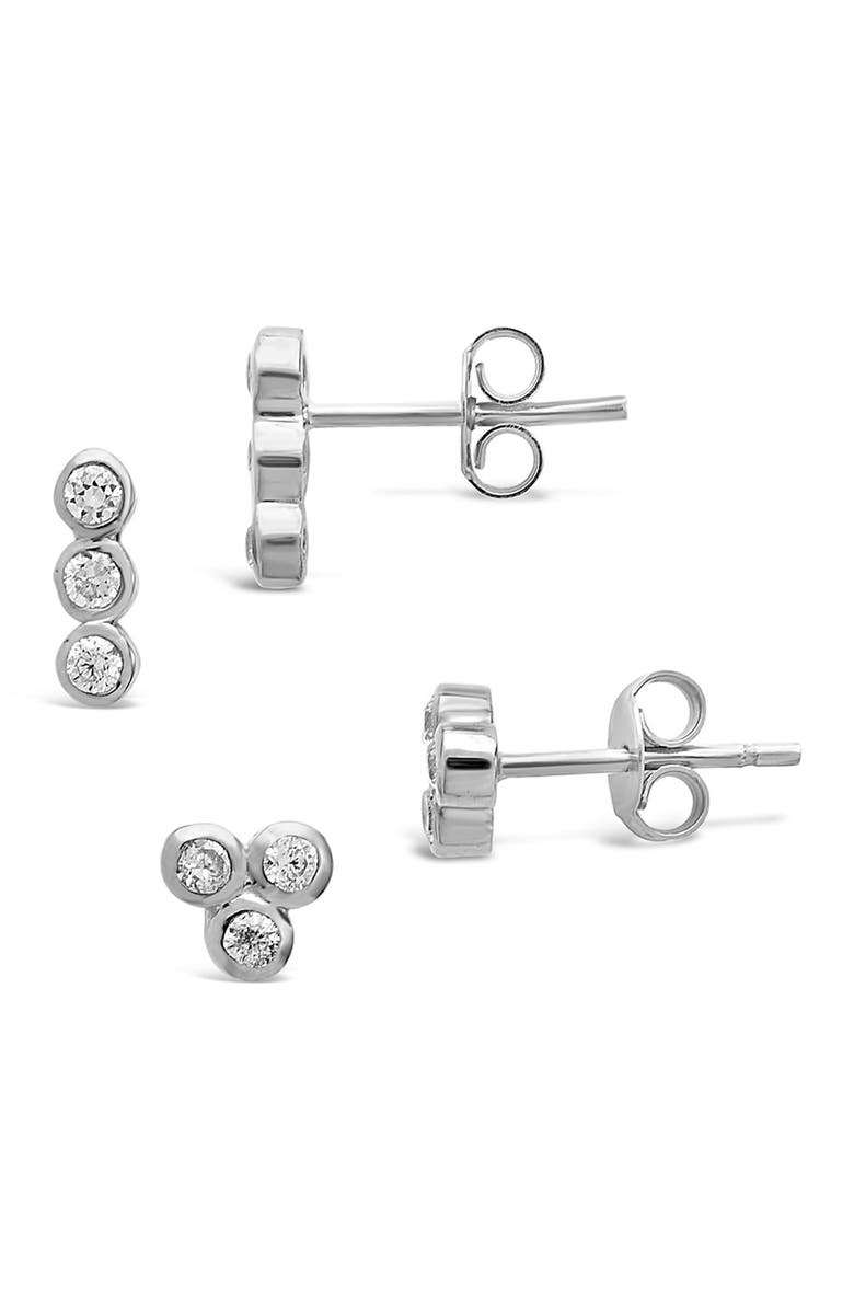 Sterling Forever Sterling Silver 2-Piece Bezel Stud Set, Alternate, color, Silver