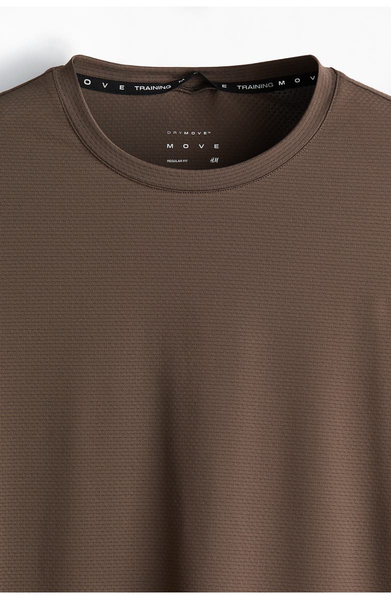 H&M Long-sleeved Sports Top With Drymove, Alternate, color, Medium Brown