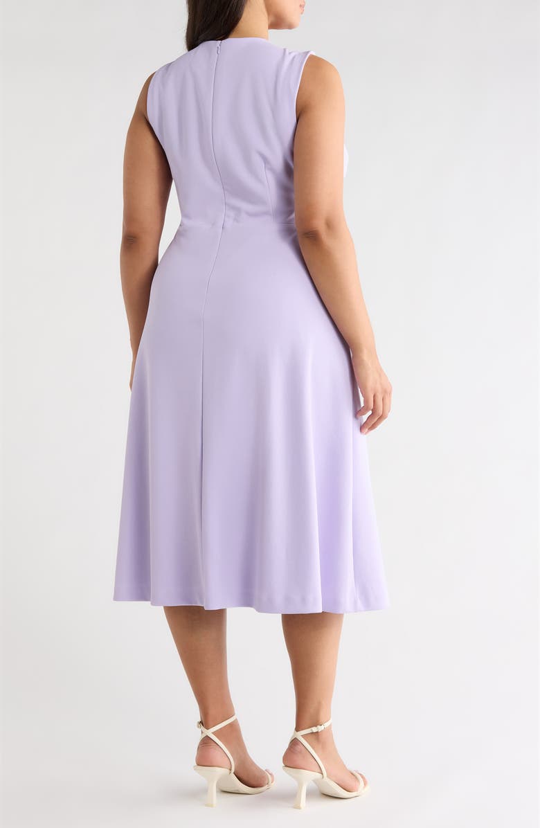 Anne Klein Twist Neck A-Line Midi Dress, Alternate, color, Pastel Lilac