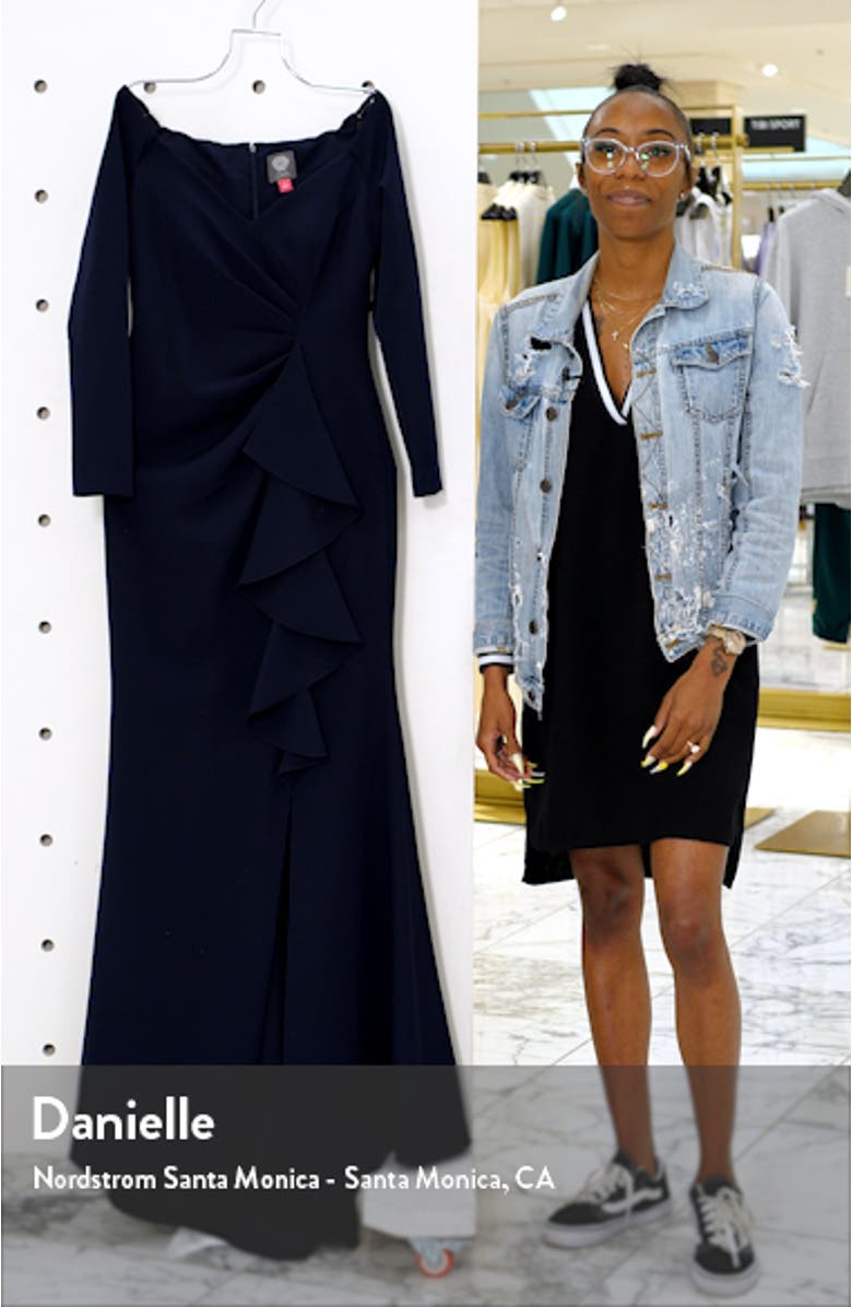 Off the Shoulder Long Sleeve Evening Gown, sales video thumbnail