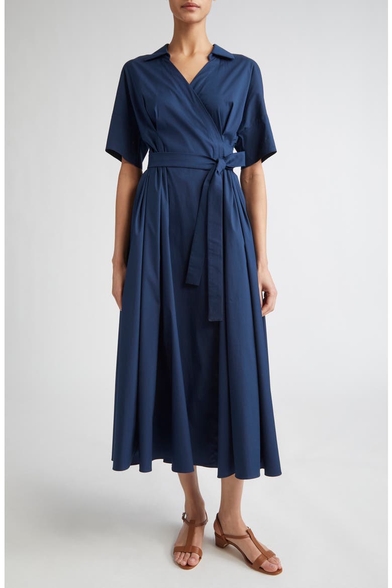Sarah Stretch Poplin Wrap Shirtdress, Main, color, CORNFLOWER BLUE