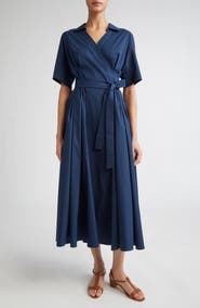 Max Mara Sarah Stretch Poplin Wrap Shirtdress