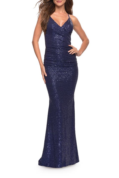 Wrap Style Long Gown in Beautiful Sequin