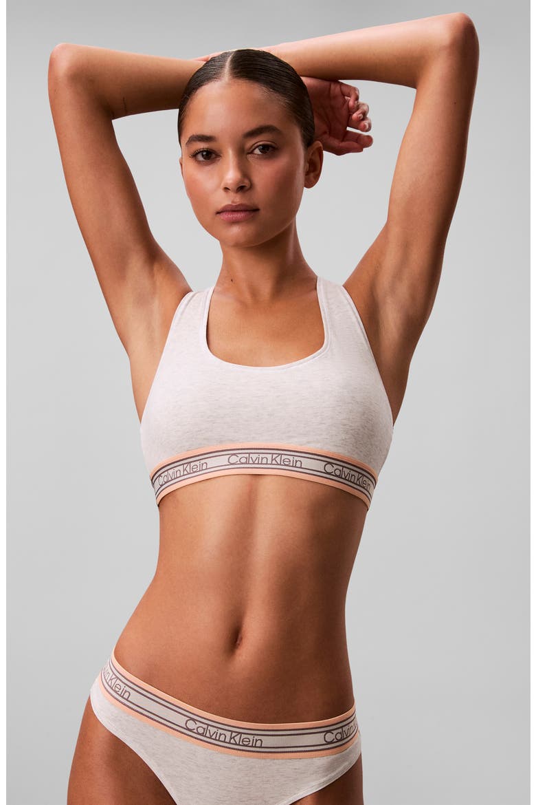 Icon Cotton Blend Bralette, Alternate, color, SNOW HEATHER