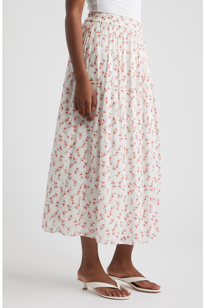 Dax Floral Cotton Midi Skirt, Alternate, color, ROUGE ROMANTIC