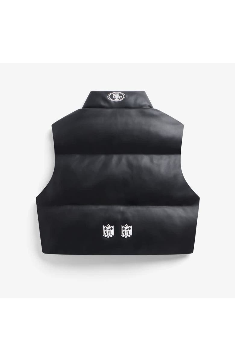 Off Season Women's Black San Francisco 49ers Faux Leather Cropped Puffer Vest, Alternate, color, Black