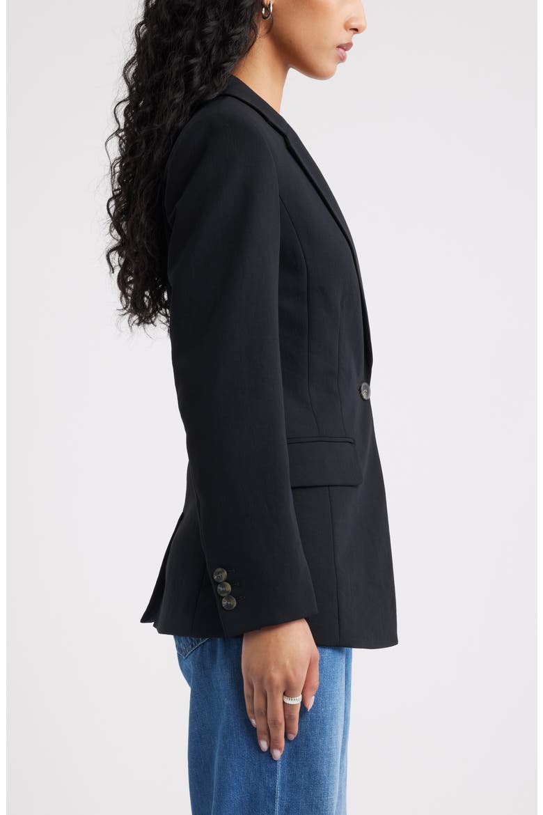 Curator Crepe Fitted Blazer, Alternate, color, BLACK