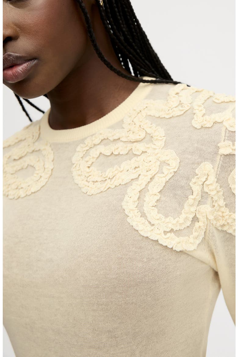 Ruffle Trim Sweater, Alternate, color, ALMOND