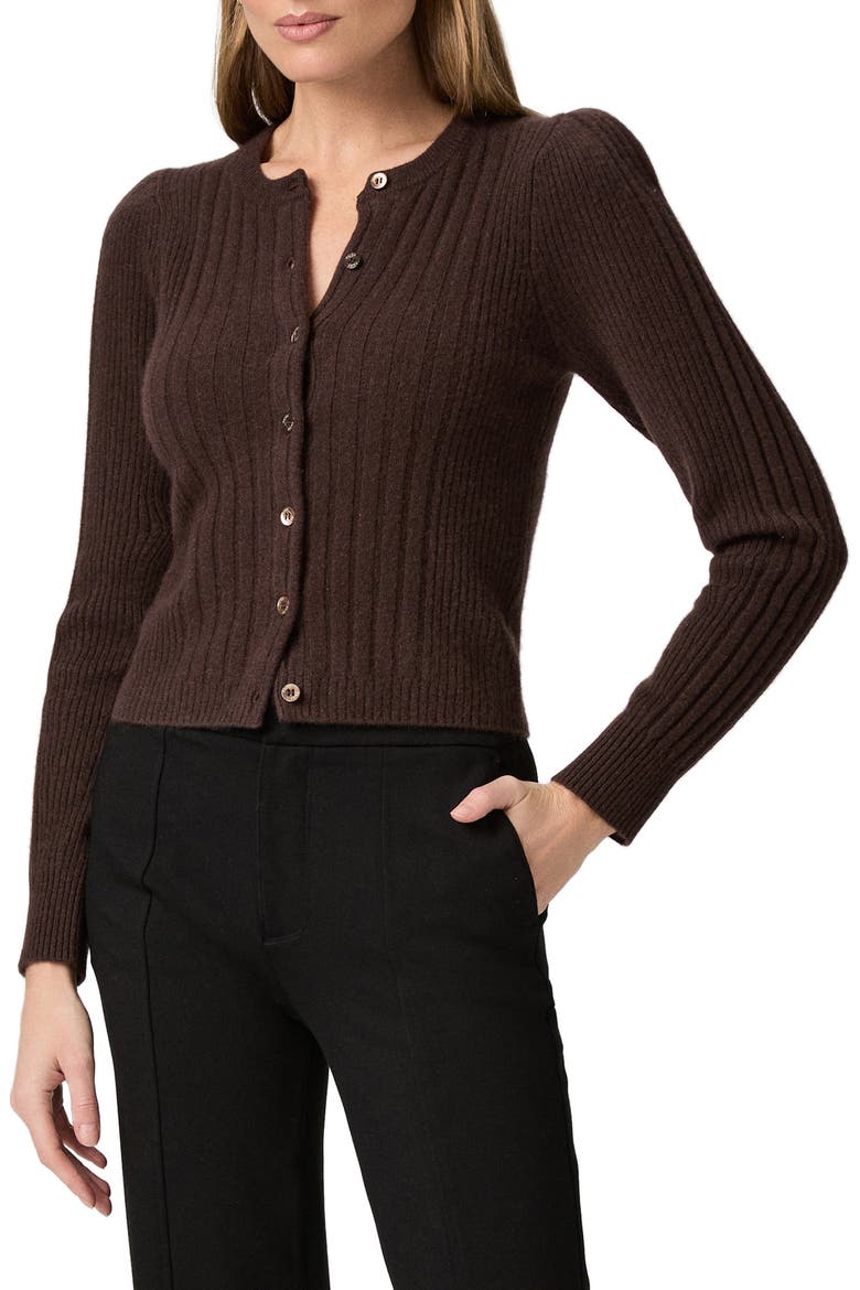 Allessandro Rib Cashmere Cardigan, Main, color, DARK CHOCOLATE
