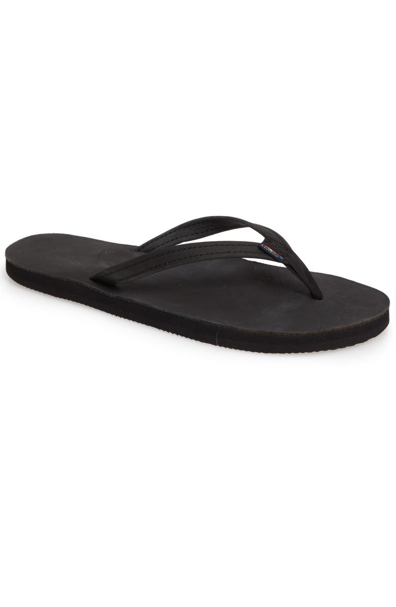 Rainbow<sup>®</sup> Rainbow Narrow Strap Sandal, Main, color, Black