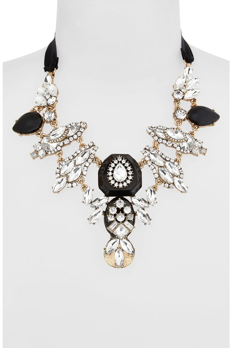 Ribbon Collar Necklace, Alternate, color, BLACK/ CRYSTAL