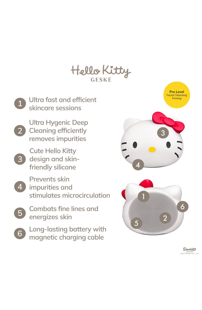GESKE Hello Kitty SmartAppGuided Sonic Facial Brush | 4 in 1, Alternate, color, Hello Kitty Starlight