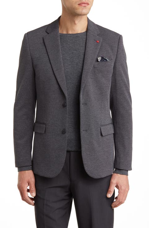 Textured Notch Lapel Double Button Blazer
