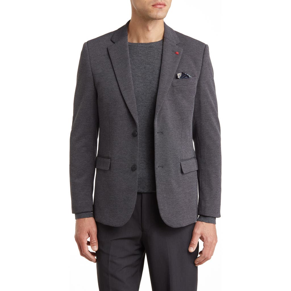 Soul Of London Textured Notch Lapel Double Button Blazer In Charcoal/charbon