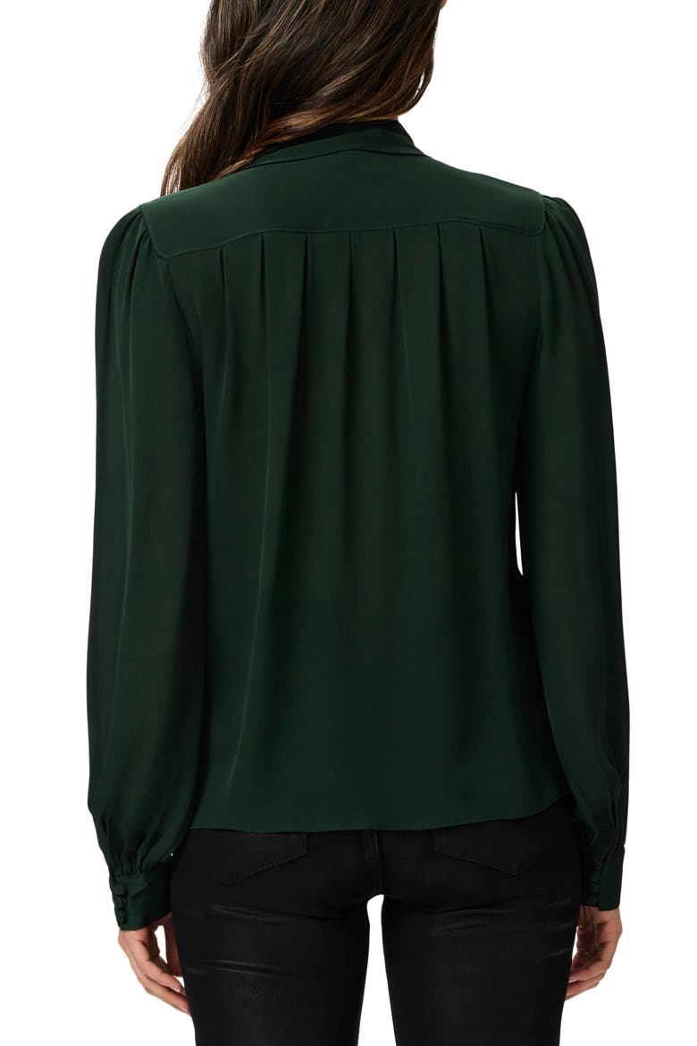 Kirstie Tie Neck Silk Georgette Shirt, Alternate, color, DKFOREST