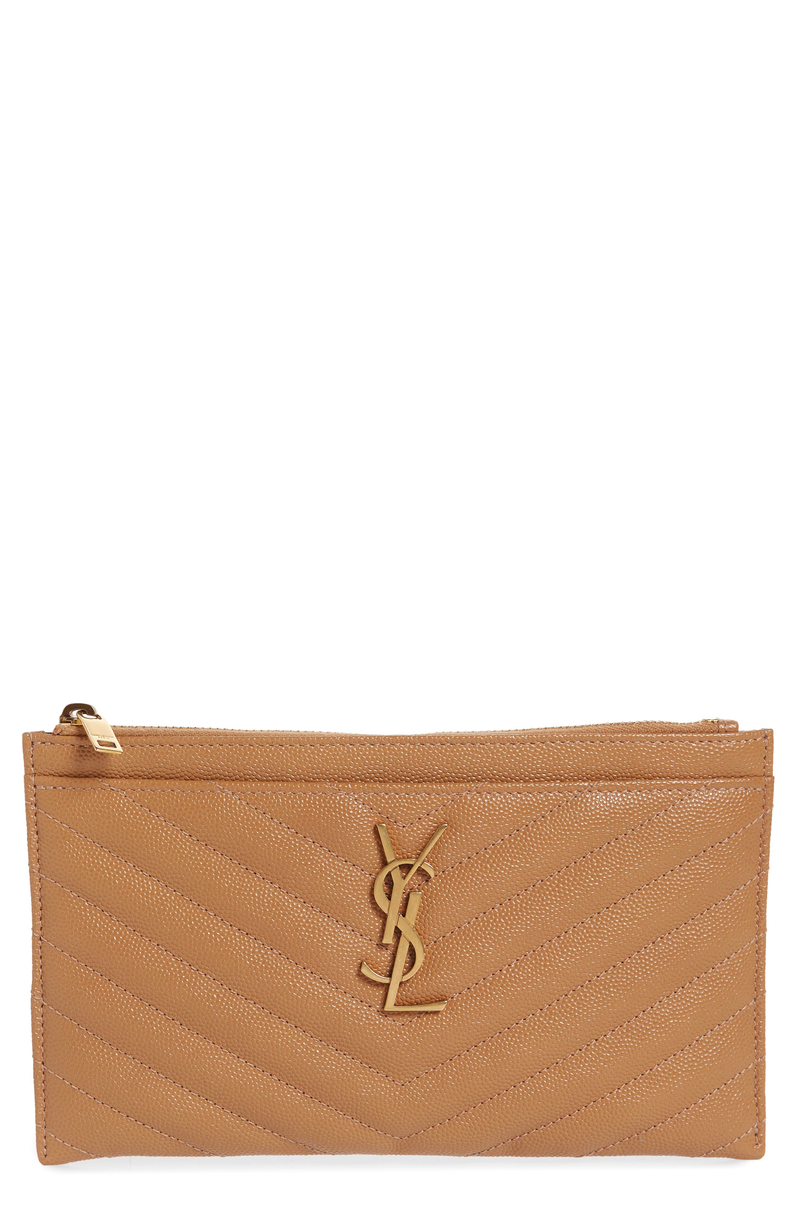 Saint Laurent Monogram Matelassé Calfskin Bill Pouch, Main, color, 
