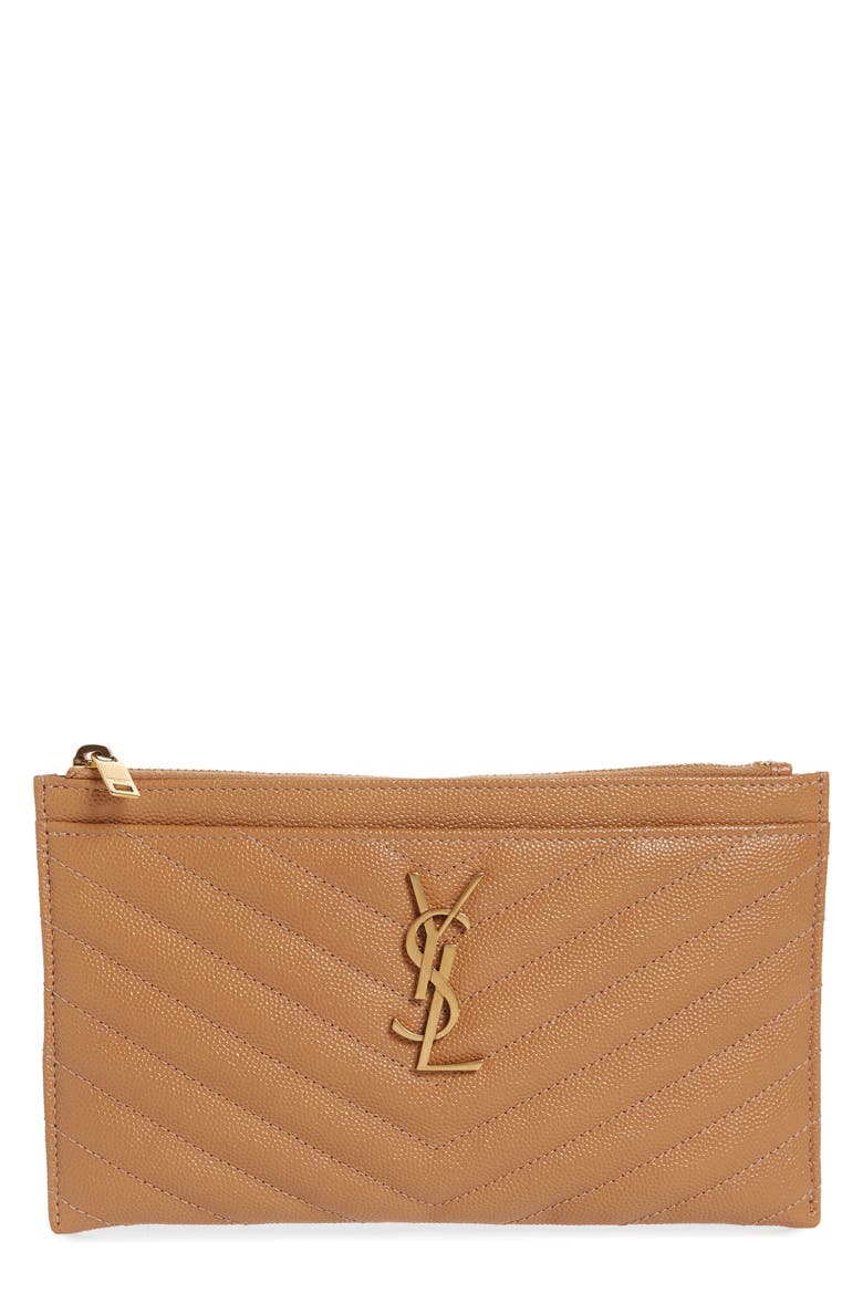 Monogram Matelassé Calfskin Bill Pouch, Main, color, DUNE