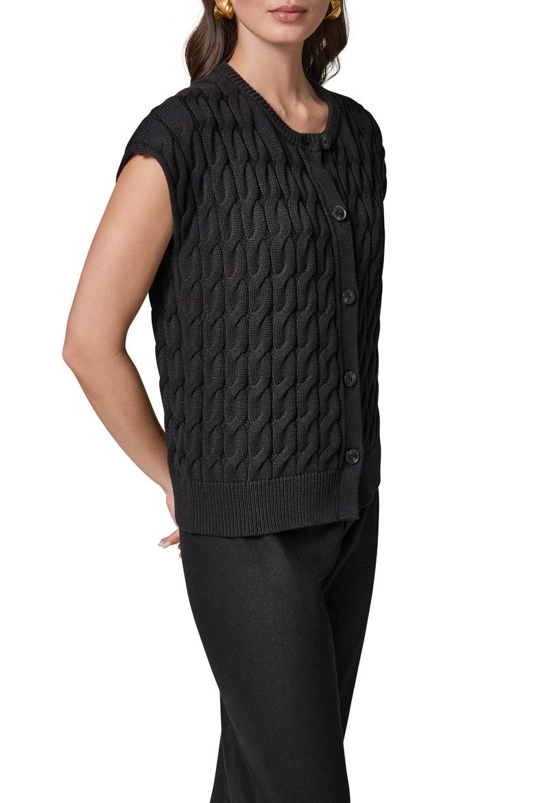 Extended Shoulder Cable Cardigan, Alternate, color, BLACK