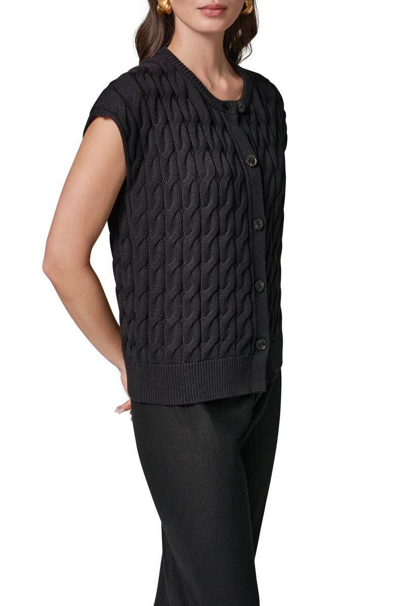 Donna Karan New York Extended Shoulder Cable Cardigan, Alternate, color,