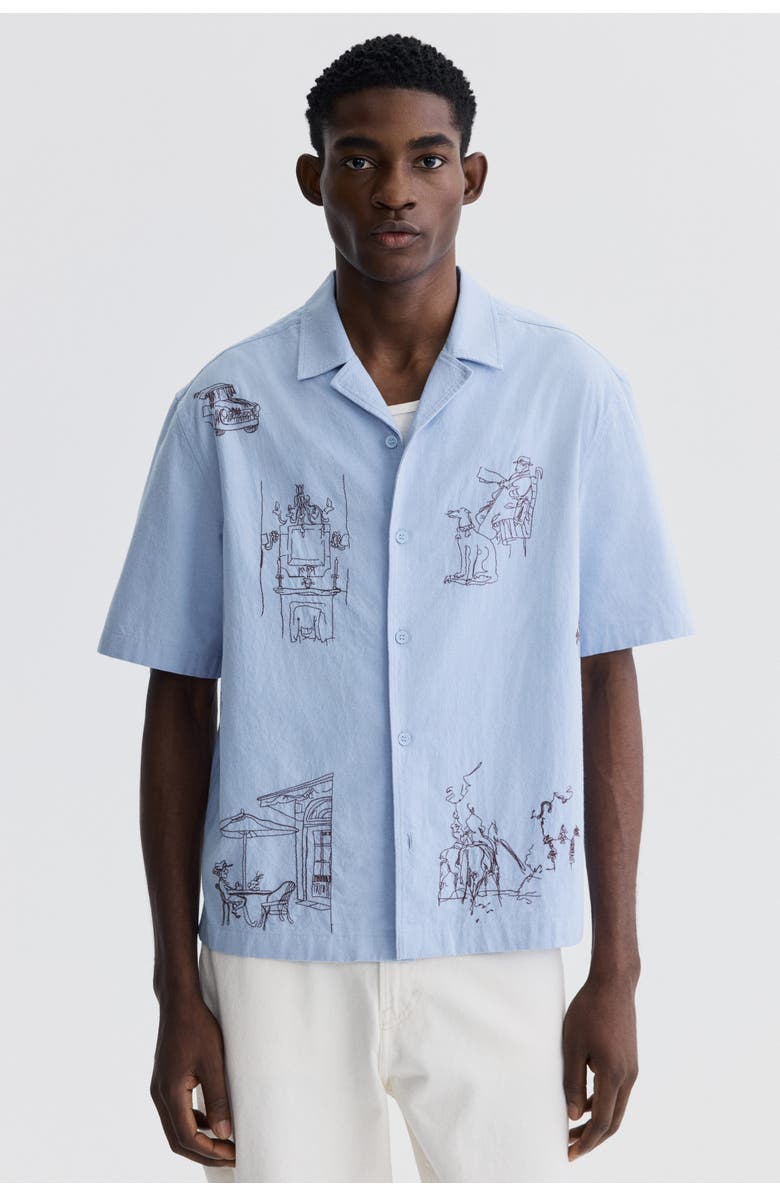 H&M Relaxed-fit cotton resort shirt, Alternate, color, Light Blue