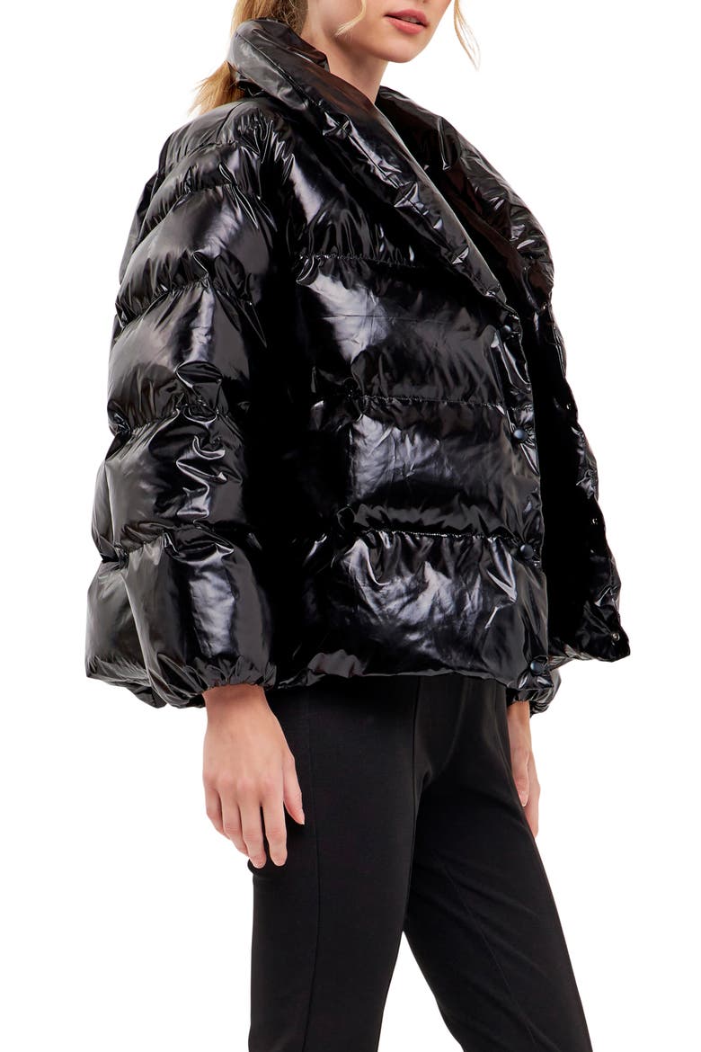 Belted Puffer Jacket, Alternate, color, BLACK