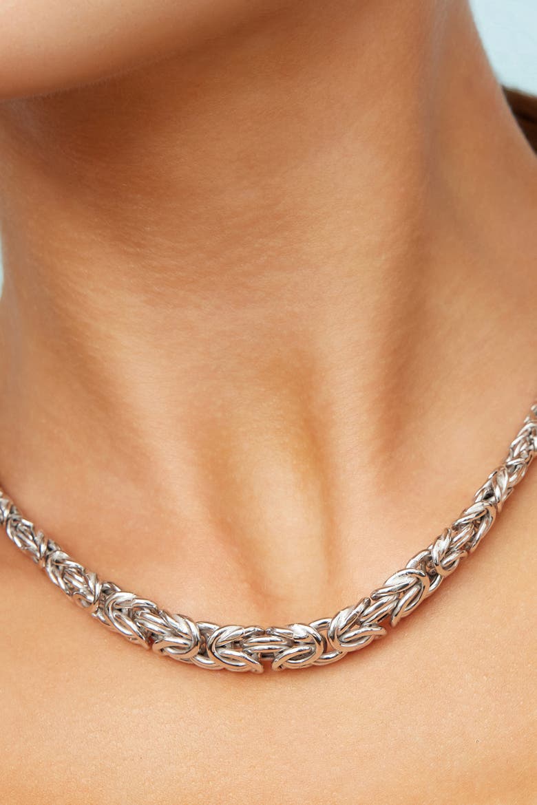 Sterling Silver Byzantine Artisan Graduated Necklace, Alternate, color, Silver