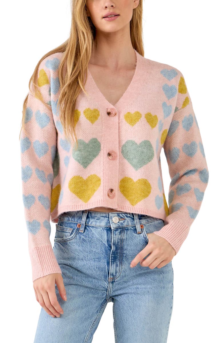 Free the Roses Pastel Heart Cardigan, Alternate, color, 