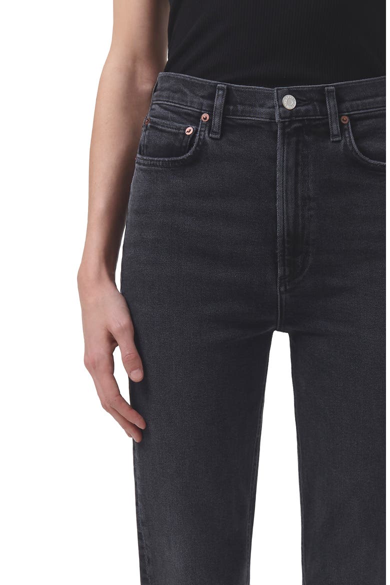 High Waist Stovepipe Jeans, Alternate, color, METAL