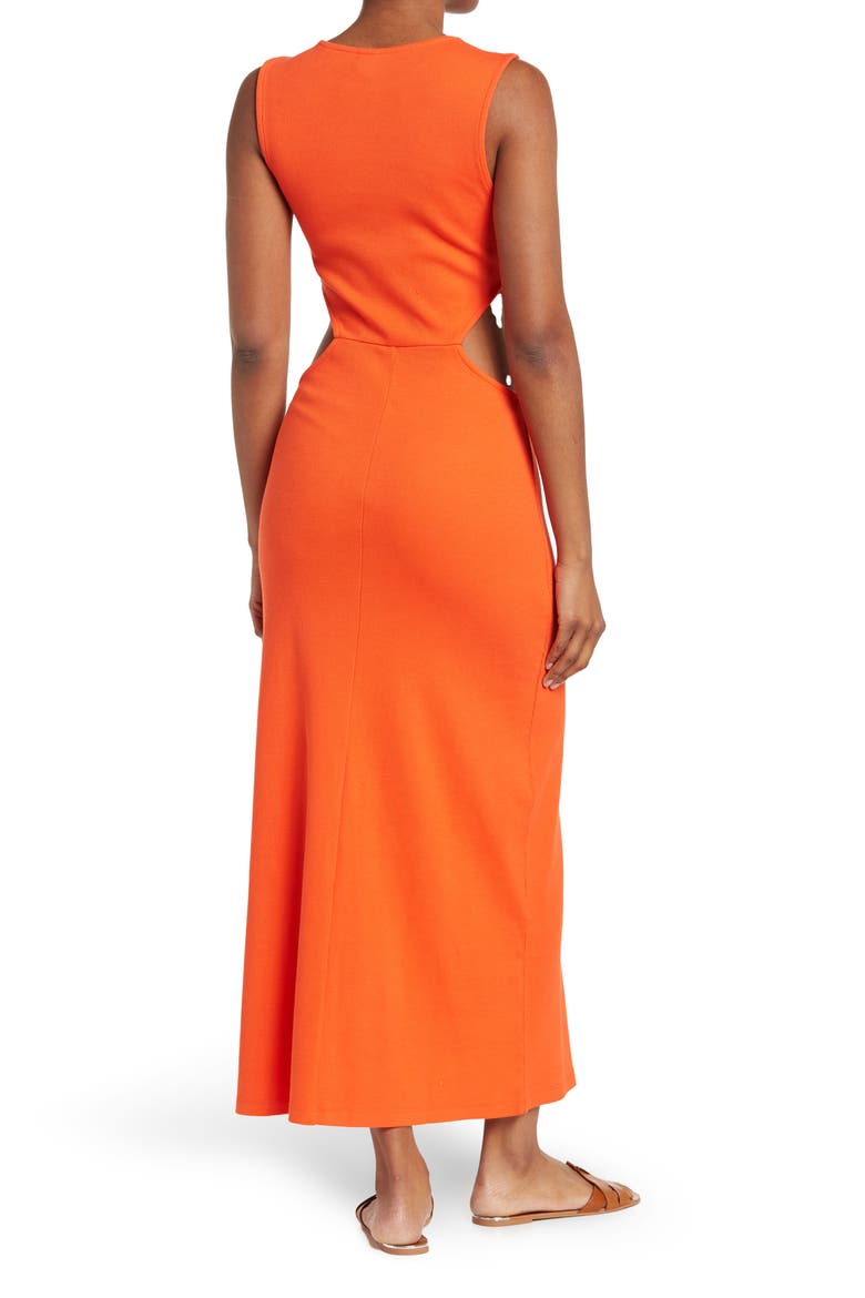 Sleeveless Cutout Maxi Dress, Alternate, color, ORANGE CHERRY