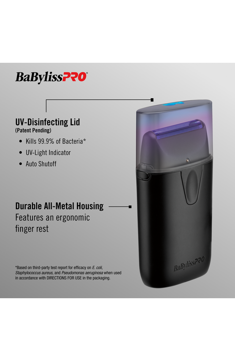 BaBylissPRO Matte Black UV-Disinfecting Single-Foil Shaver, Alternate, color, Black