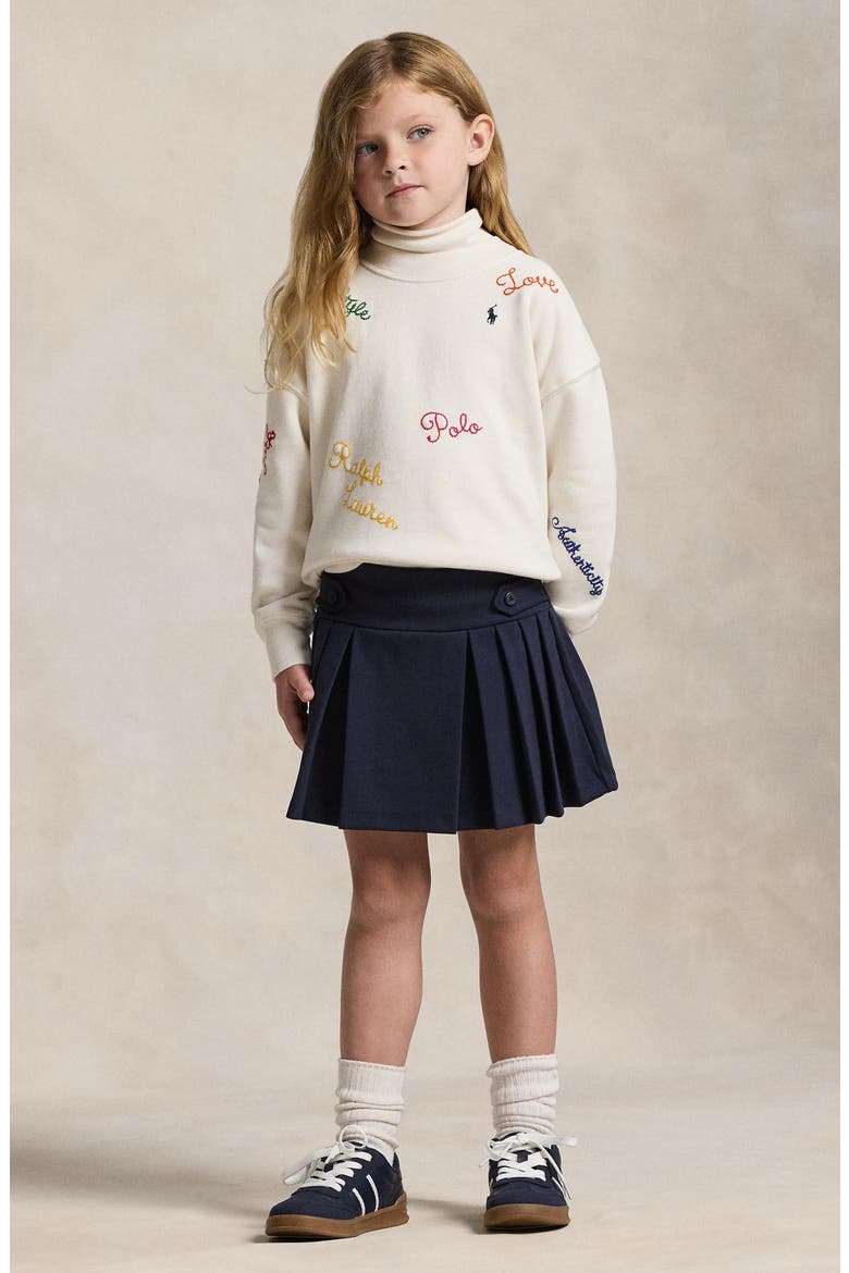 Kids' Roma Pleated Ponte Knit Skort, Alternate, color, NAVY