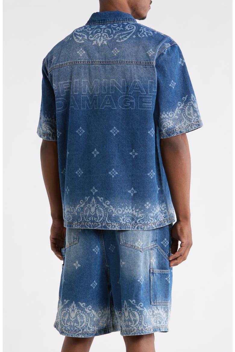 Laser Print Denim Shirt, Alternate, color, MID BLUE