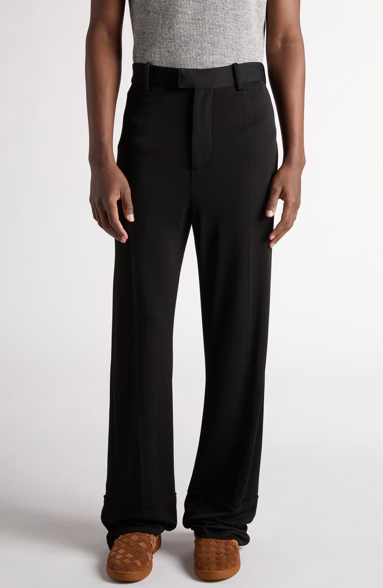Bottega Veneta Fluid Matte Jersey Straight Leg Pants, Main, color, Black