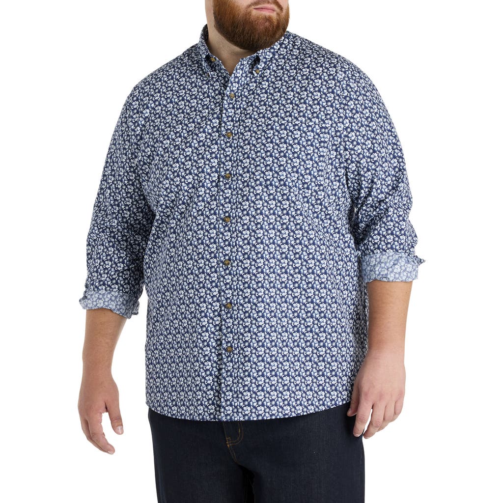 Harbor Bay By Dxl Big & Tall Easy-care Floral Print Sport Shirt In Multi