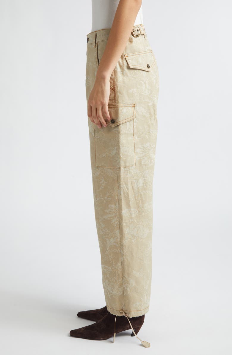 Etro Floral Drawstring Hem Cargo Jeans, Alternate, color, Multicolor Beige Base