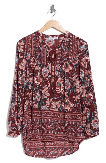 Dr2 By Daniel Rainn Daniel Rainn Long Sleeve Tunic Top In Brown