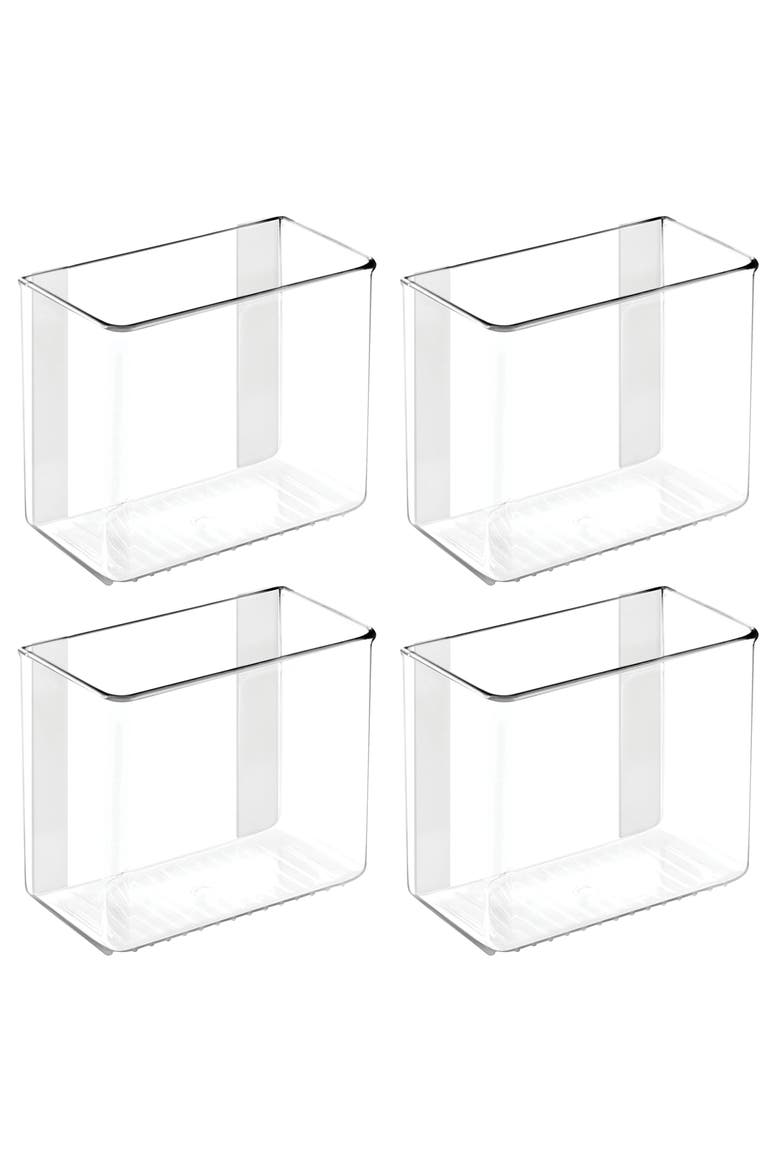 Adhesive Organizer Bin for Kitchen - Set of 4 - Clear, Main, color, Clear