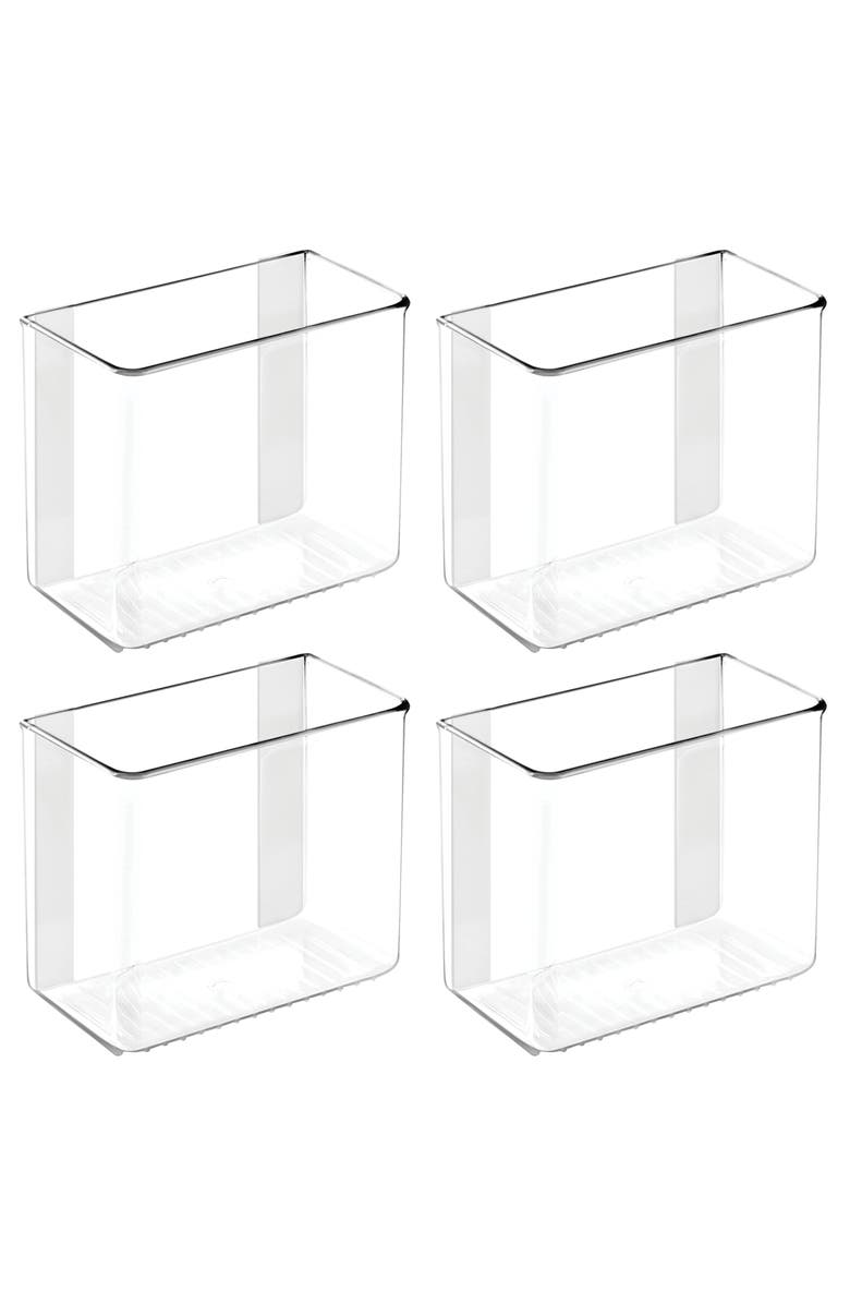 iDesign Adhesive Organizer Bin for Kitchen - Set of 4 - Clear, Main, color, Clear