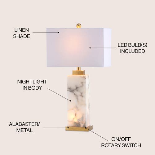 JONATHAN Y JONATHAN Y ELIZABETH 27.5" CONTEMPORARY COASTAL ALABASTER LED TABLE LAMP, WHITE/GOLD PAINTING 