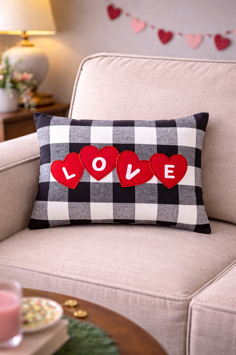 "Love" Hearts Franklin Mini Valentine's Day Accent Pillow 12" x 16", Alternate, color, Black