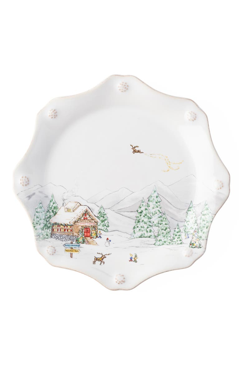 Berry & Thread North Pole Set of 4 Scalloped Dessert/Salad Plates, Alternate, color, MULTI