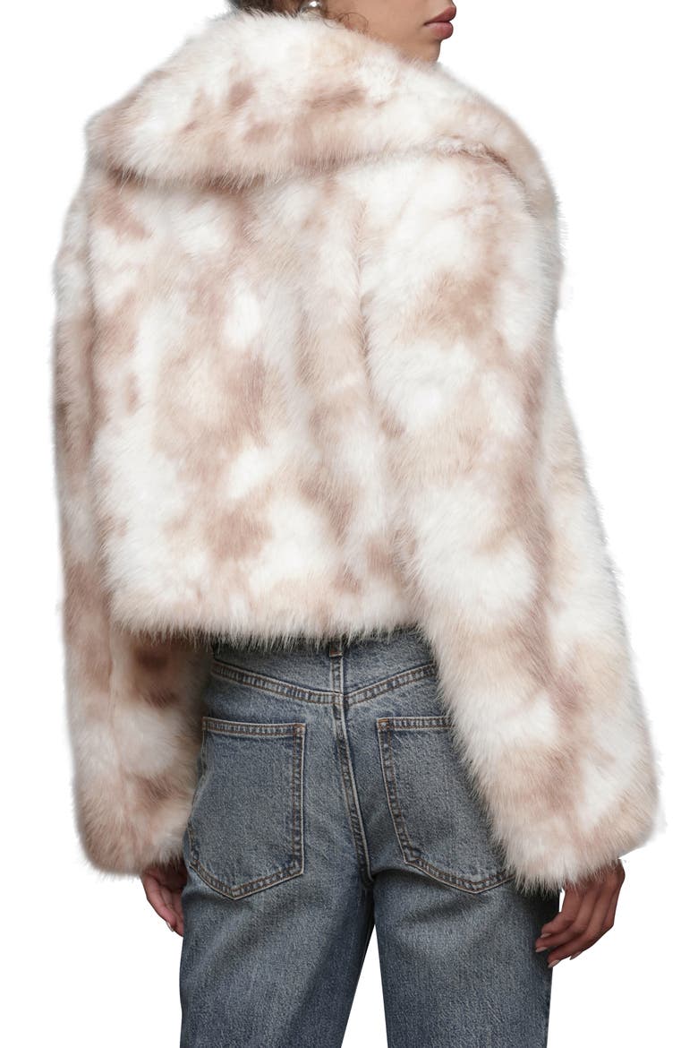 Stripe Faux Fur Crop Jacket, Alternate, color, CREAM-TAN